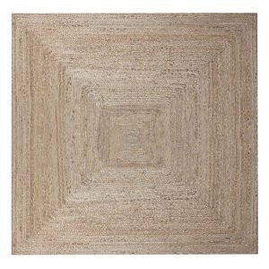 Indian Handmade Jute Beige Square Area Rug