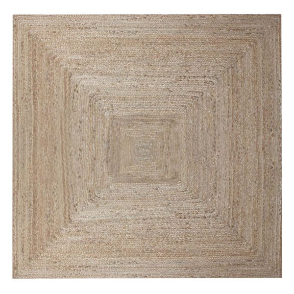 Indian Handmade Jute Beige Square Area Rug