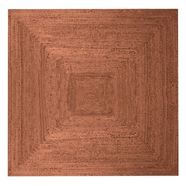 Indian Handmade Jute Brown Square Area Rug