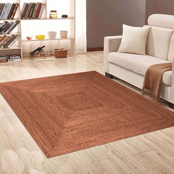 Indian Handmade Jute Brown Square Area Rug - Image 2