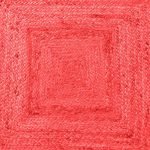 Handcrafted Red Jute Square Dining Area Rug