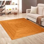 Orange Handmade Jute Outdoor Square Area Rug