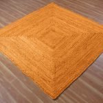 Orange Handmade Jute Outdoor Square Area Rug
