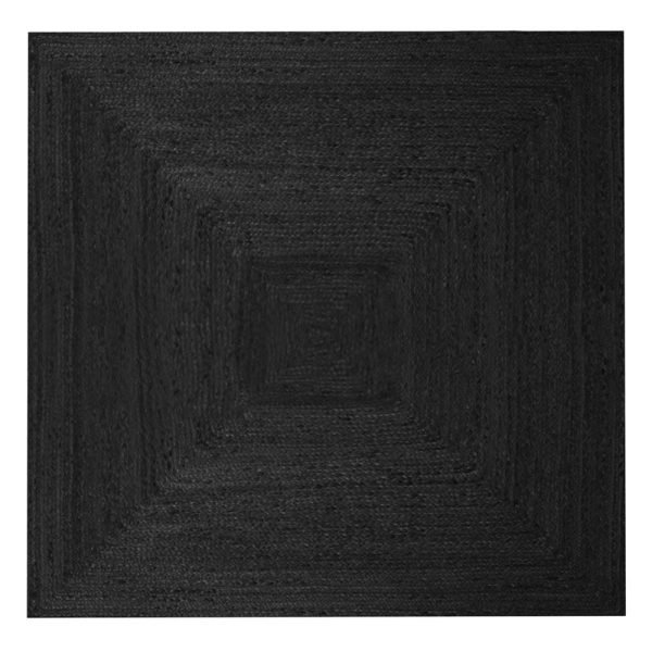 Black Square Handmade Jute Outdoor Area Rug
