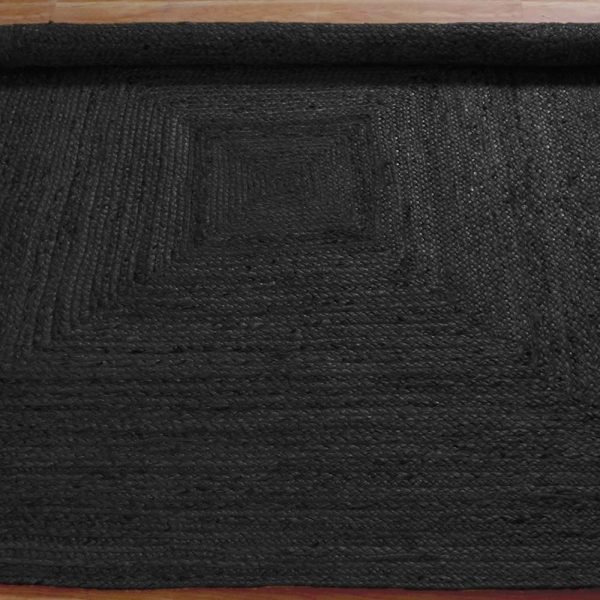 Black Square Handmade Jute Outdoor Area Rug - Image 4