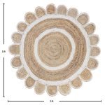 Hand Braided Scalloped white Beige Round Rug