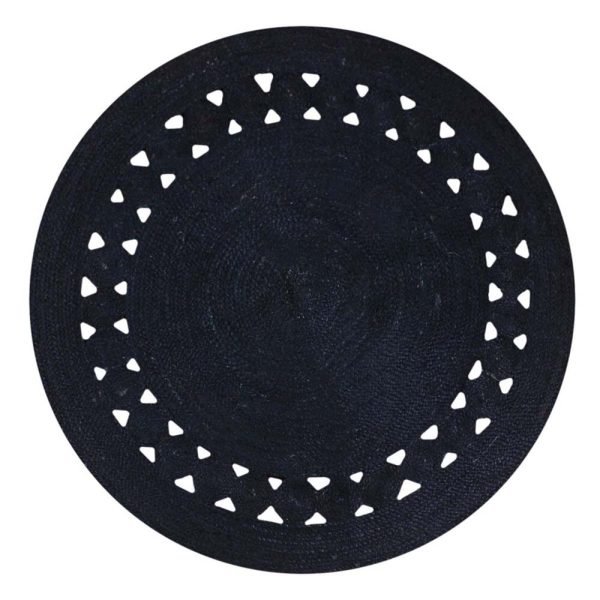 Rug 100% Natural Jute & Cotton Bohemian Reversible Round Area Du