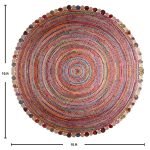 Cotton Jute Multicolor Scalloped Round Rug