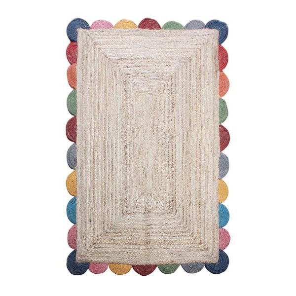 Rug 100% Natural Jute Handmade Rustic look Rug Braided style Rev