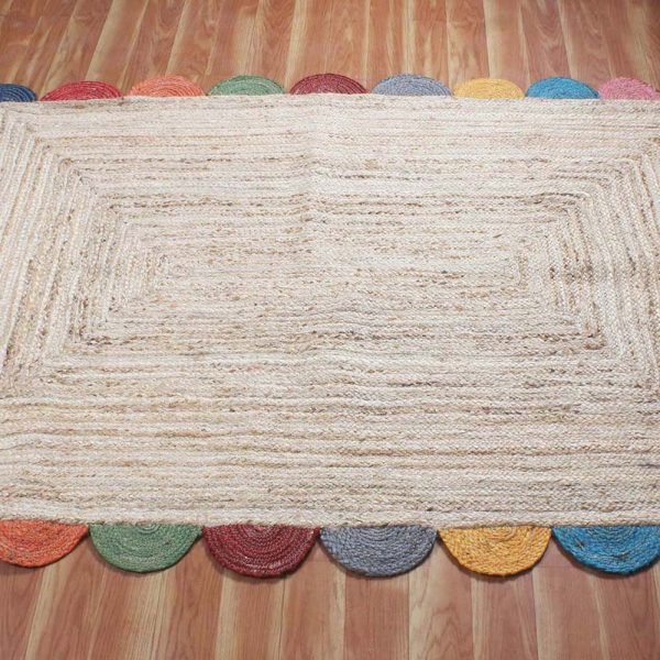 Rug 100% Natural Jute Handmade Rustic look Rug Braided style Rev