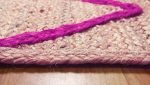 Beige Pink Hand Braided Jute Flat Area Rug