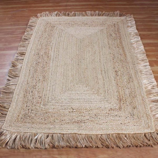 Geometric Area Rug Natural Jute Rug Braided Style Outdoor Yoga G