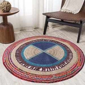 Cotton Jute Handmade Modern Multicolor Area Rug