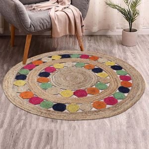 Hand Braided Outdoor Area Round Multicolor Rug