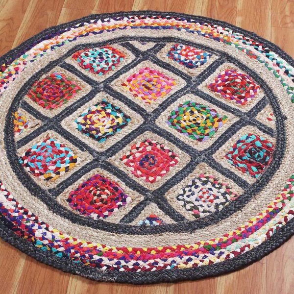 Braided Rug Rectangle Cotton Chindi Floor Mat Handmade Reversibl