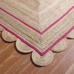 Scalloped Hand Braided Jute Beige Pink Rug