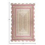 Scalloped Hand Braided Jute Beige Pink Rug