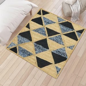 Beige Black Hand Braided Cotton Jute Area Rug
