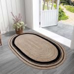 Jute Oval Beige Hand Braided Geometric Rug