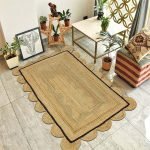 Scalloped Hand Woven Jute Black Bordered Rug