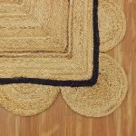 Scalloped Hand Woven Jute Black Bordered Rug