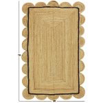 Scalloped Hand Woven Jute Black Bordered Rug