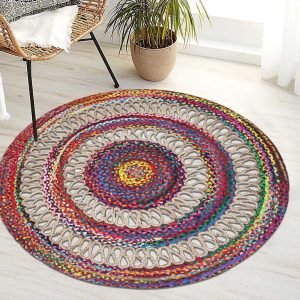 Cotton Jute Handmade Modern Multicolor Area Rug