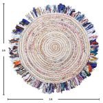 Multicolor Round Frienge Cotton Jute Round Rug
