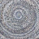 Multicolor Scalloped Beige Cotton Jute Round Rug