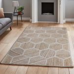 Hand Braided Check White Beige Jute Area Rug