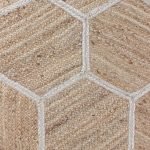 Hand Braided Check White Beige Jute Area Rug