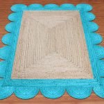 Scalloped Jute Hand Braided Turquoise Rug