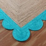 Scalloped Jute Hand Braided Turquoise Rug