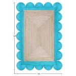 Scalloped Jute Hand Braided Turquoise Rug