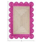 Pink Beige Scalloped Jute Handmade Area Rug