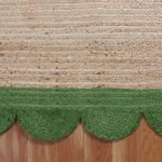 Green Beige Scalloped Jute Handmade Area Rug