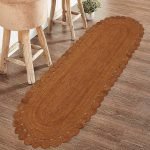 Handmade Orange Scalloped Jute Area Rug