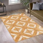 White Beige Geometric Hand Braided Jute Rug