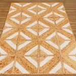 White Beige Geometric Hand Braided Jute Rug