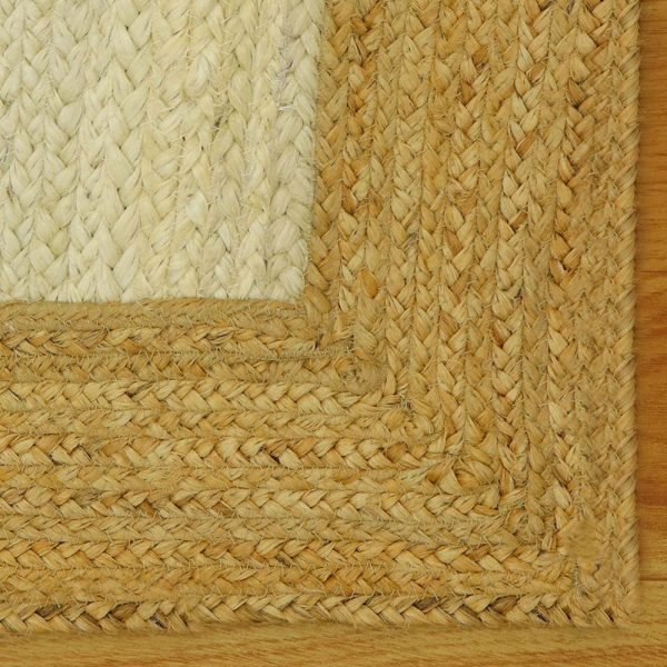 White Beige Hand Braided Home Decor Jute Rug - Image 5
