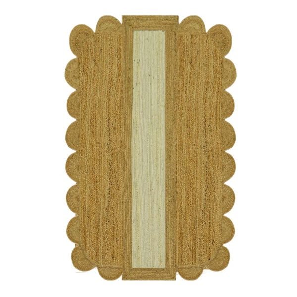 Hand Braided Geometric Jute Beige Rug