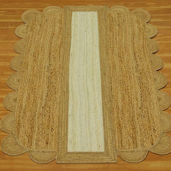 Hand Braided Geometric Jute Beige Rug - Image 3