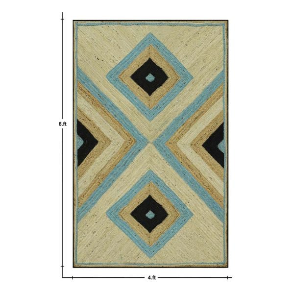 Handcrafted Indian Multicolor Garden Jute Rug - Image 6