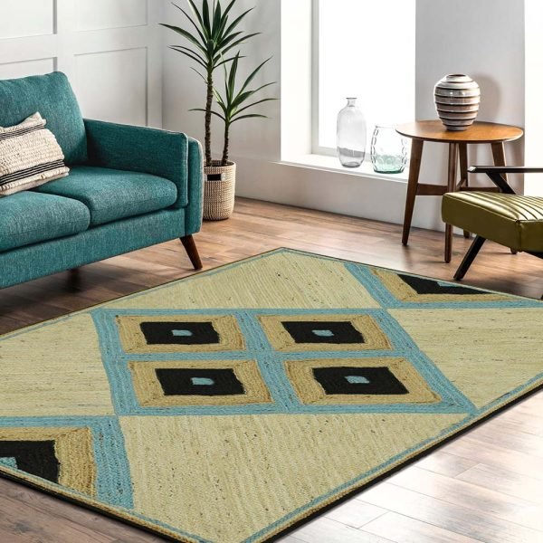 Hand Braided Geometric Multicolor Indoor Jute Rug - Image 2