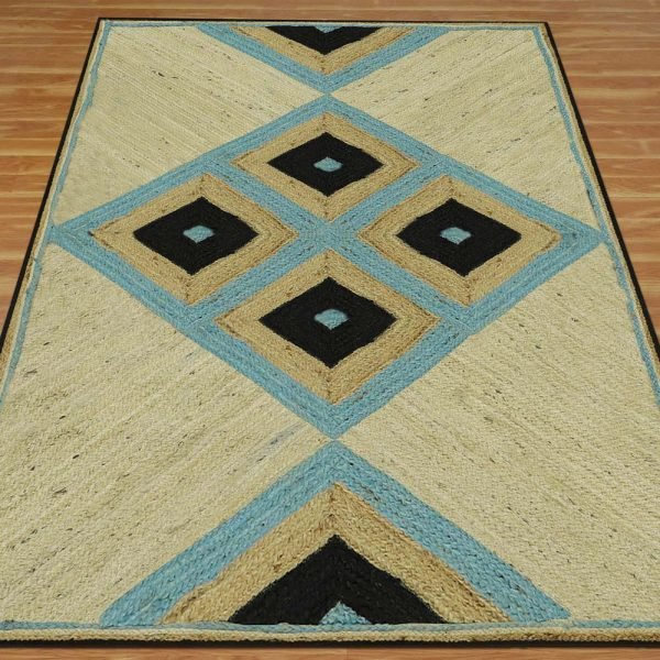 Hand Braided Geometric Multicolor Indoor Jute Rug - Image 3