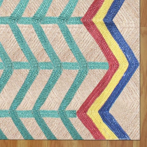 Handcrafted Jute Multicolor Living Room Rug - Image 4
