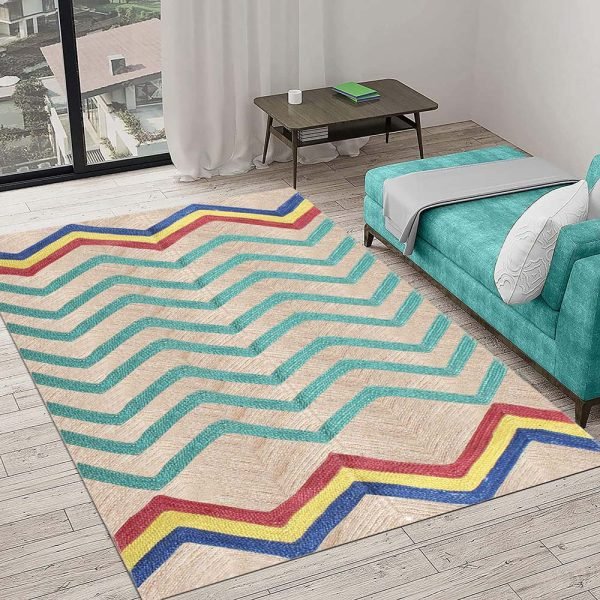 Handmade Turquoise Jute Entryway Area Rug - Image 2