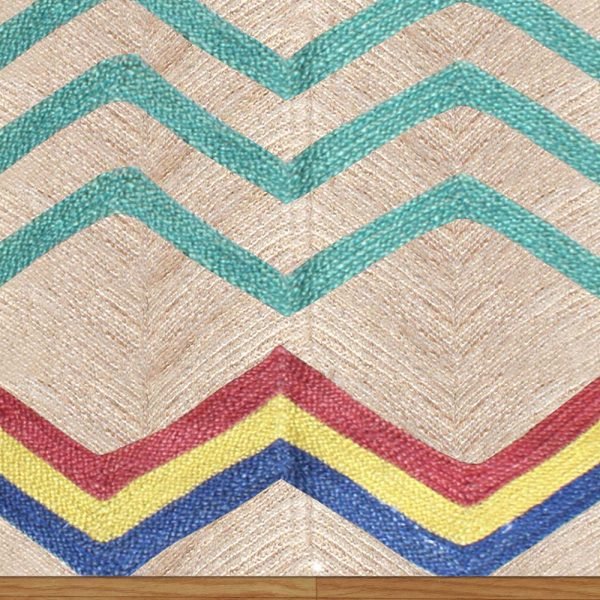 Handmade Turquoise Jute Entryway Area Rug - Image 5