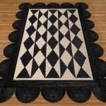 Handmade Geometric Rug Black Beige Area Rug