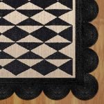 Handmade Geometric Rug Black Beige Area Rug